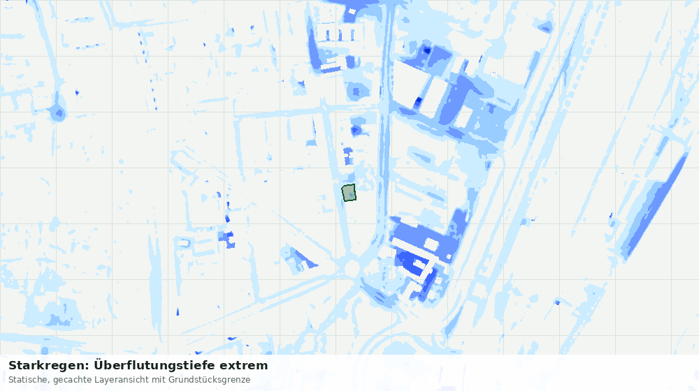 Statische Kartenansicht: Starkregen: Überflutungstiefe extrem