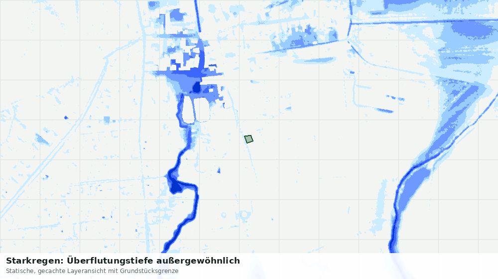 Statische Kartenansicht: Starkregen: Überflutungstiefe außergewöhnlich