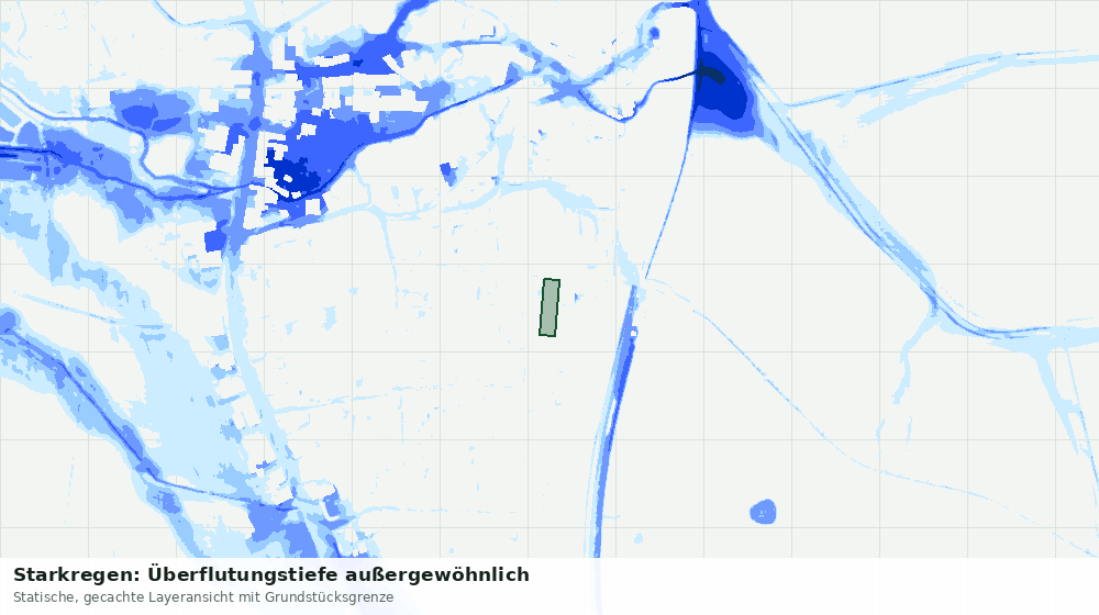 Statische Kartenansicht: Starkregen: Überflutungstiefe außergewöhnlich