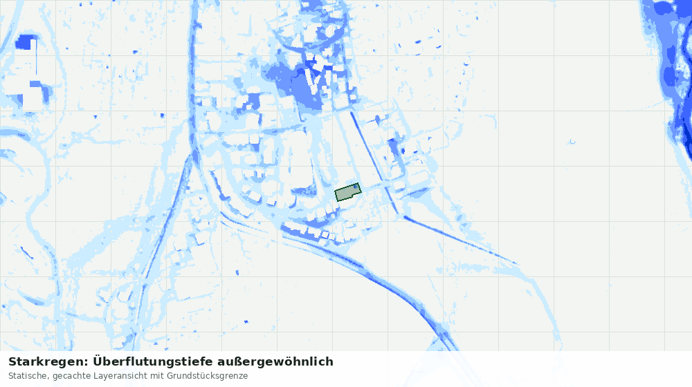 Statische Kartenansicht: Starkregen: Überflutungstiefe außergewöhnlich