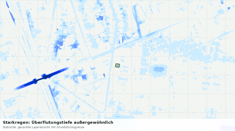 Statische Kartenansicht: Starkregen: Überflutungstiefe außergewöhnlich