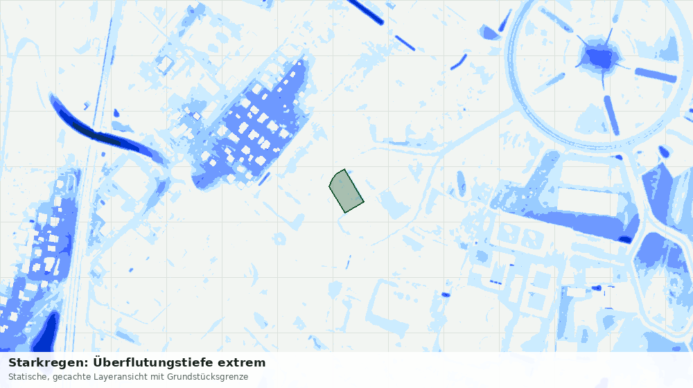 Statische Kartenansicht: Starkregen: Überflutungstiefe extrem
