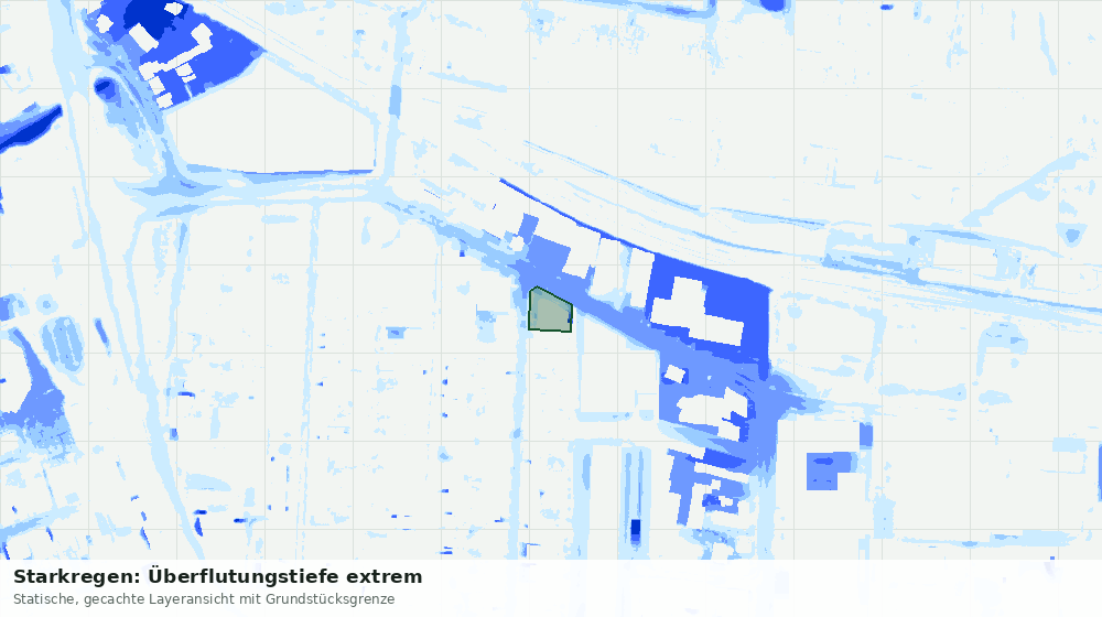 Statische Kartenansicht: Starkregen: Überflutungstiefe extrem
