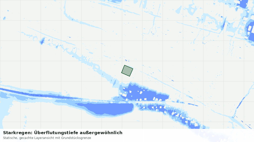 Statische Kartenansicht: Starkregen: Überflutungstiefe außergewöhnlich