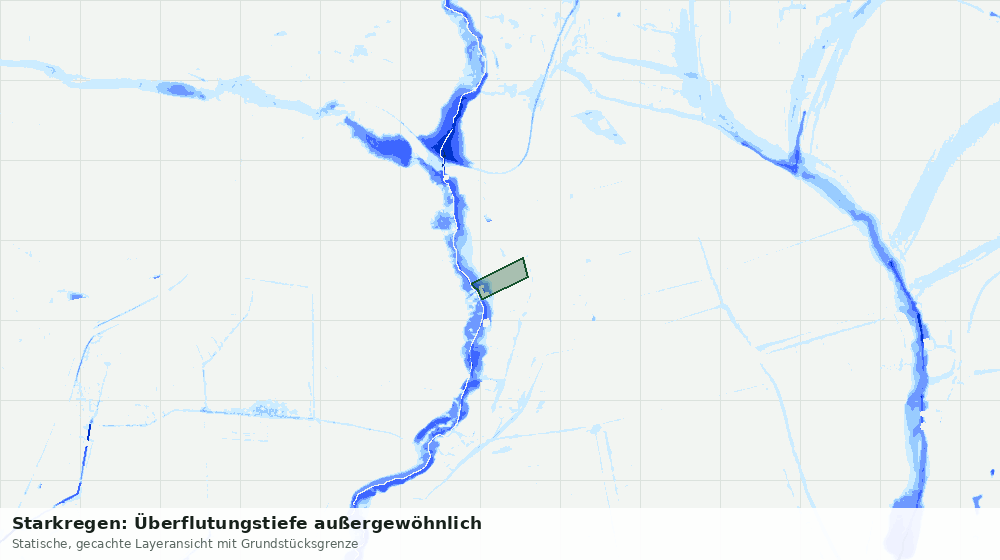 Statische Kartenansicht: Starkregen: Überflutungstiefe außergewöhnlich