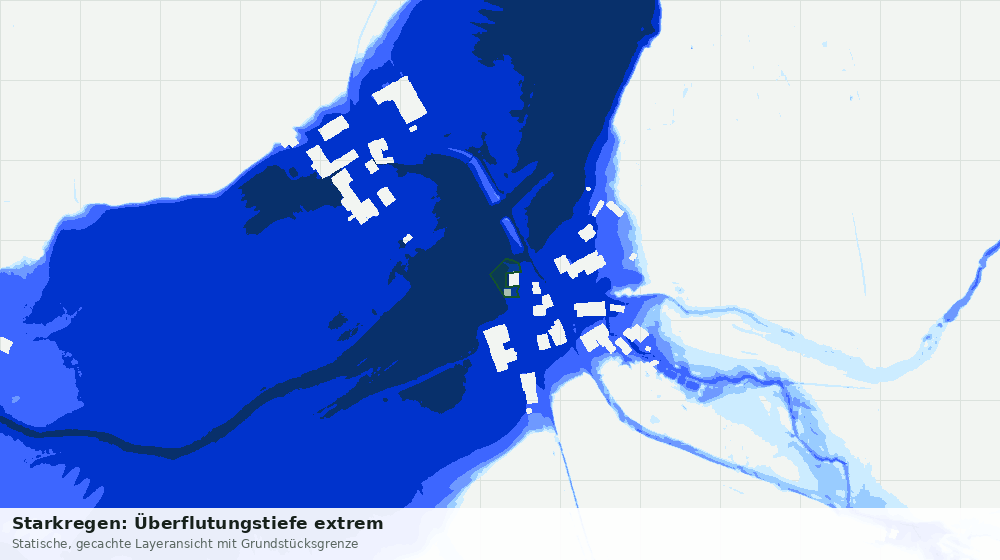 Statische Kartenansicht: Starkregen: Überflutungstiefe extrem
