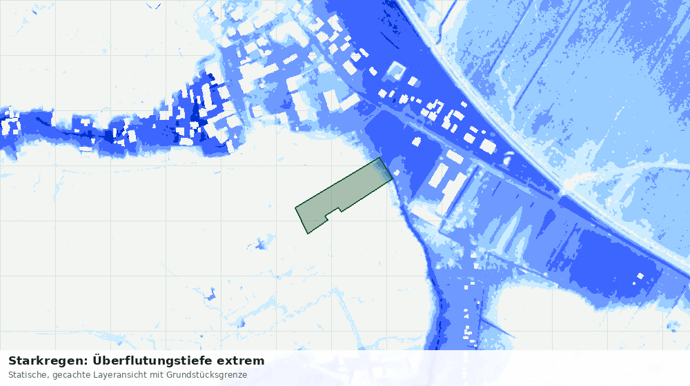 Statische Kartenansicht: Starkregen: Überflutungstiefe extrem