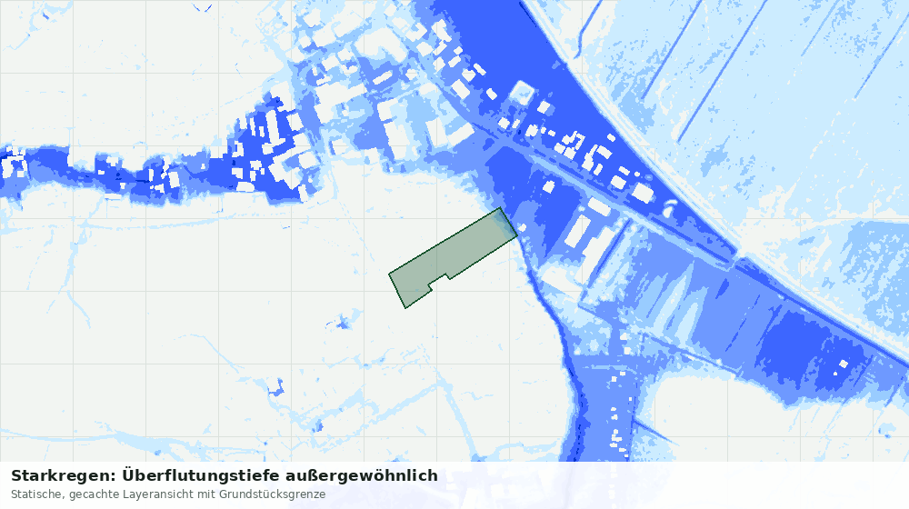 Statische Kartenansicht: Starkregen: Überflutungstiefe außergewöhnlich