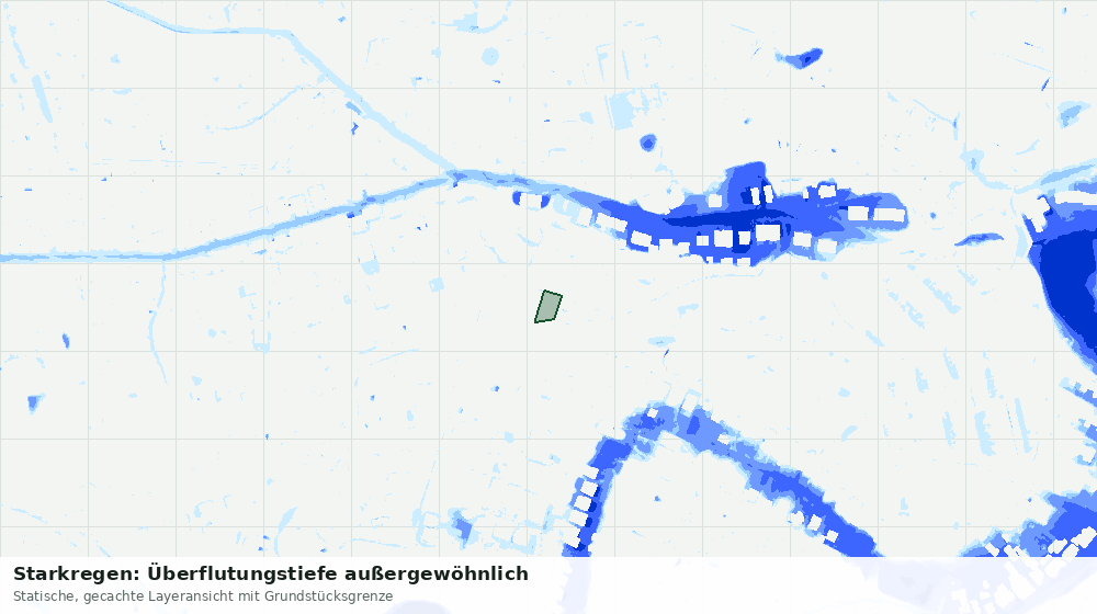 Statische Kartenansicht: Starkregen: Überflutungstiefe außergewöhnlich