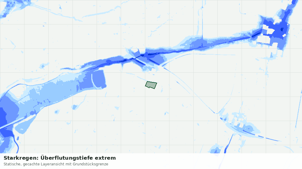 Statische Kartenansicht: Starkregen: Überflutungstiefe extrem