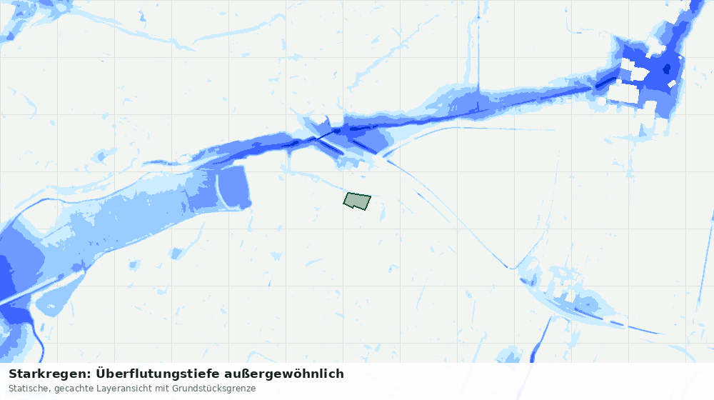 Statische Kartenansicht: Starkregen: Überflutungstiefe außergewöhnlich