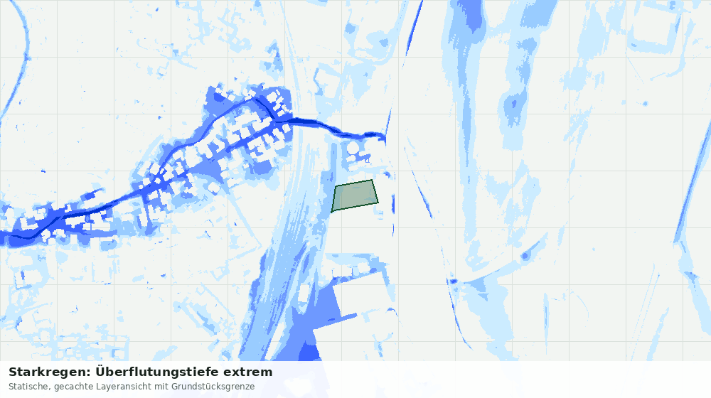Statische Kartenansicht: Starkregen: Überflutungstiefe extrem