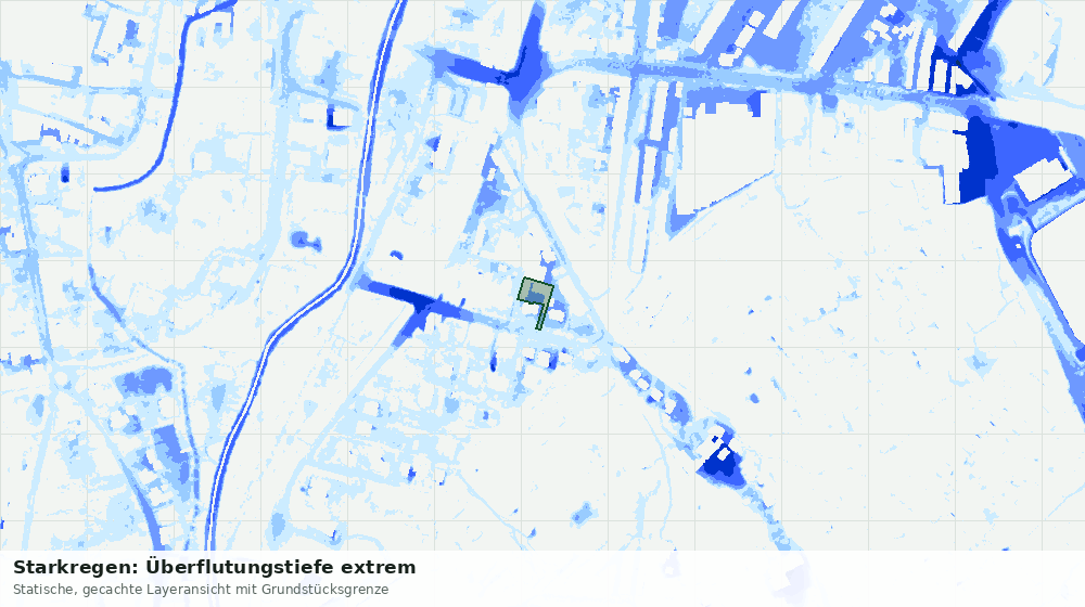 Statische Kartenansicht: Starkregen: Überflutungstiefe extrem