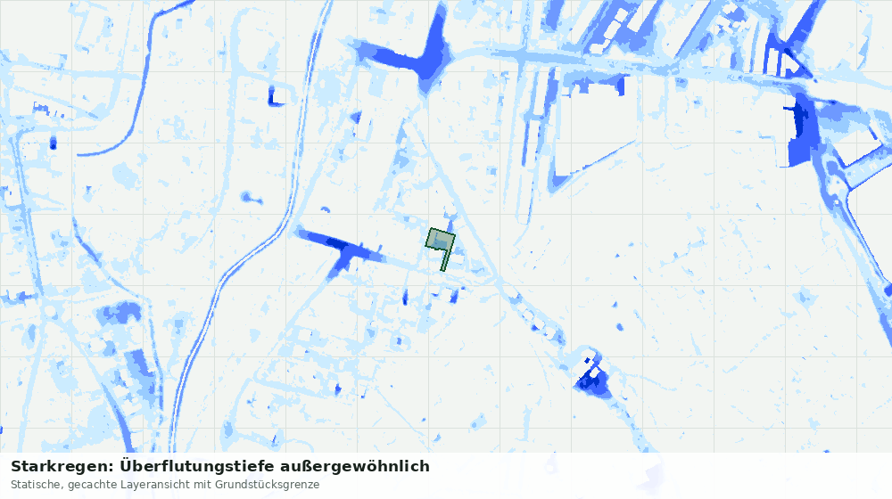Statische Kartenansicht: Starkregen: Überflutungstiefe außergewöhnlich