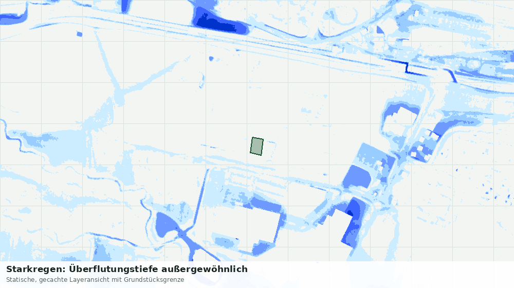 Statische Kartenansicht: Starkregen: Überflutungstiefe außergewöhnlich