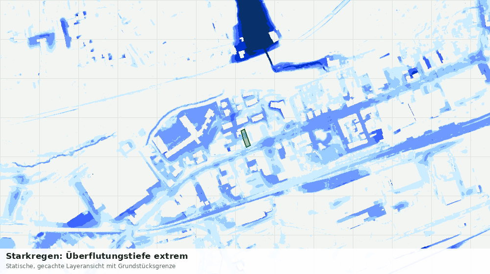 Statische Kartenansicht: Starkregen: Überflutungstiefe extrem