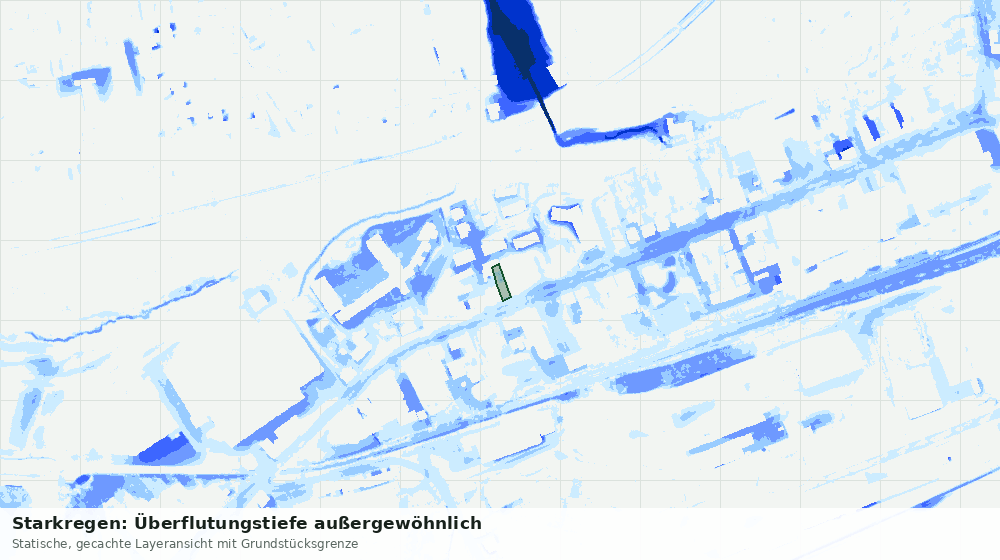 Statische Kartenansicht: Starkregen: Überflutungstiefe außergewöhnlich