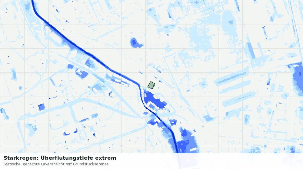Statische Kartenansicht: Starkregen: Überflutungstiefe extrem