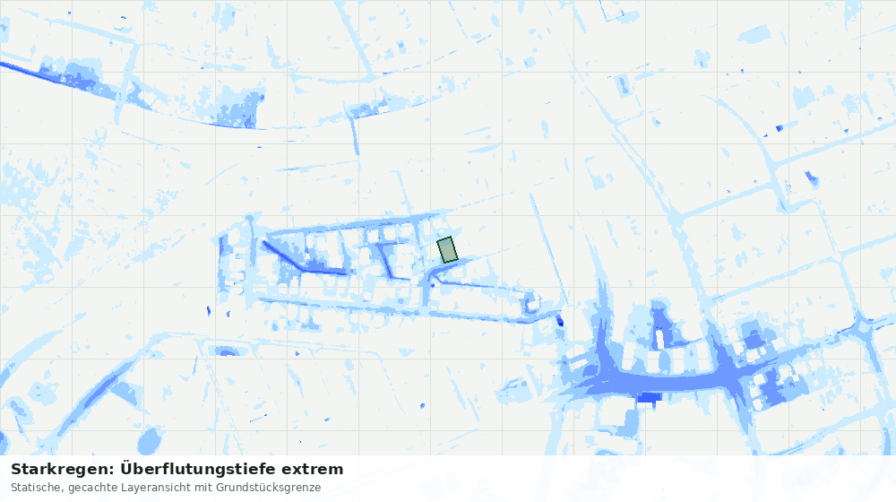 Statische Kartenansicht: Starkregen: Überflutungstiefe extrem