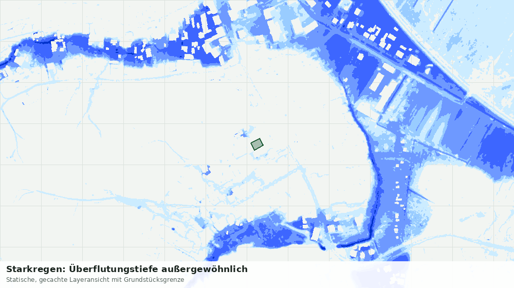 Statische Kartenansicht: Starkregen: Überflutungstiefe außergewöhnlich