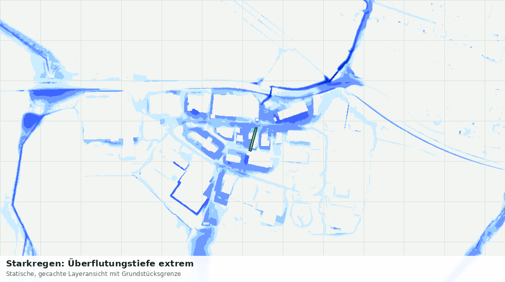 Statische Kartenansicht: Starkregen: Überflutungstiefe extrem