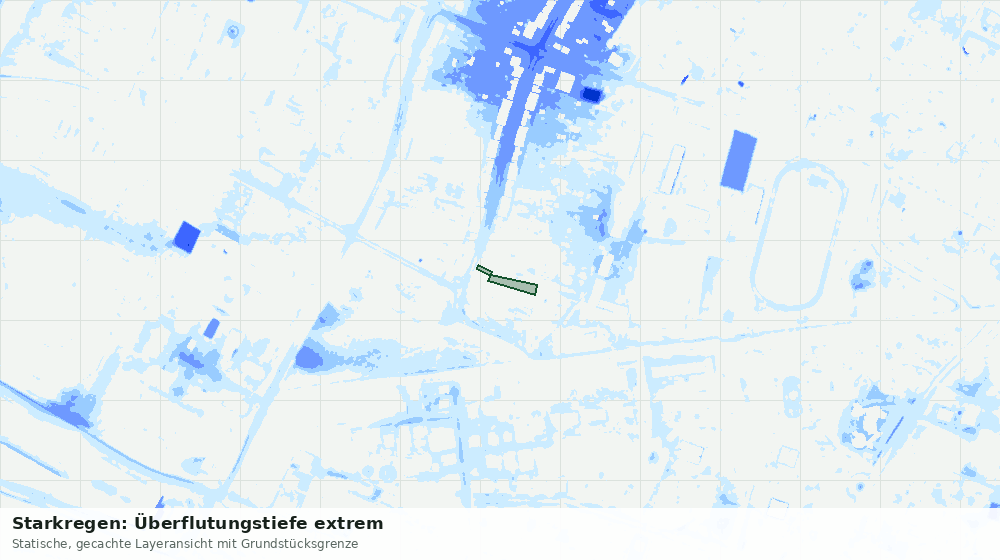 Statische Kartenansicht: Starkregen: Überflutungstiefe extrem