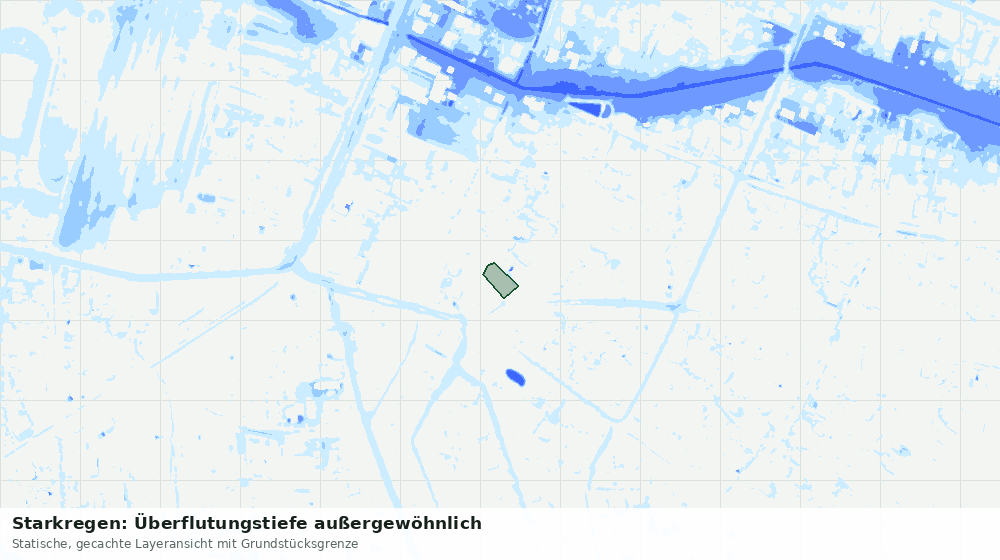 Statische Kartenansicht: Starkregen: Überflutungstiefe außergewöhnlich