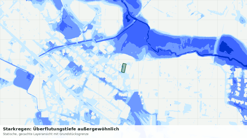 Statische Kartenansicht: Starkregen: Überflutungstiefe außergewöhnlich