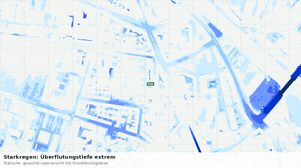 Statische Kartenansicht: Starkregen: Überflutungstiefe extrem