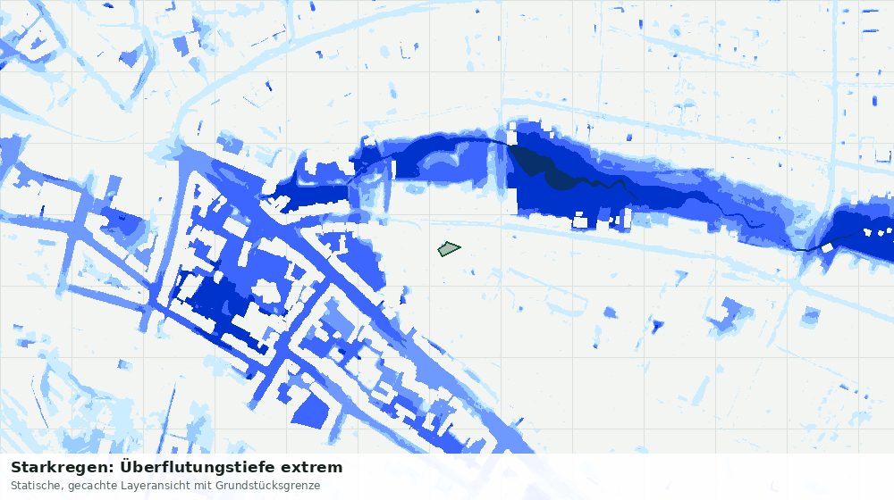 Statische Kartenansicht: Starkregen: Überflutungstiefe extrem