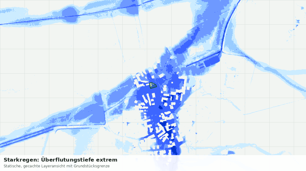 Statische Kartenansicht: Starkregen: Überflutungstiefe extrem