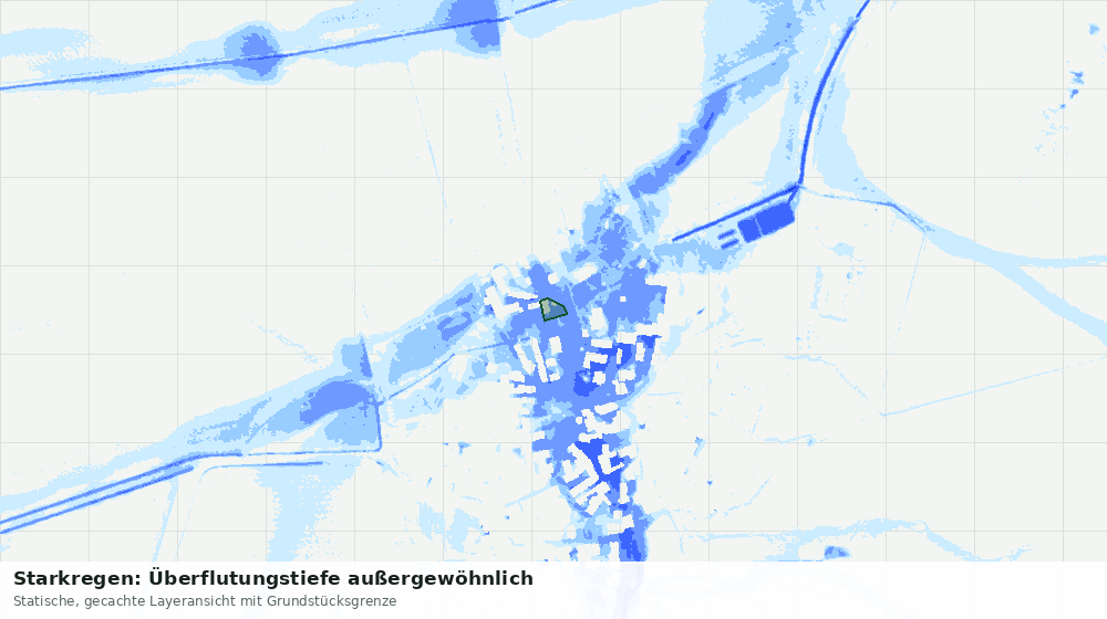 Statische Kartenansicht: Starkregen: Überflutungstiefe außergewöhnlich