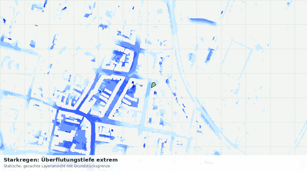 Statische Kartenansicht: Starkregen: Überflutungstiefe extrem