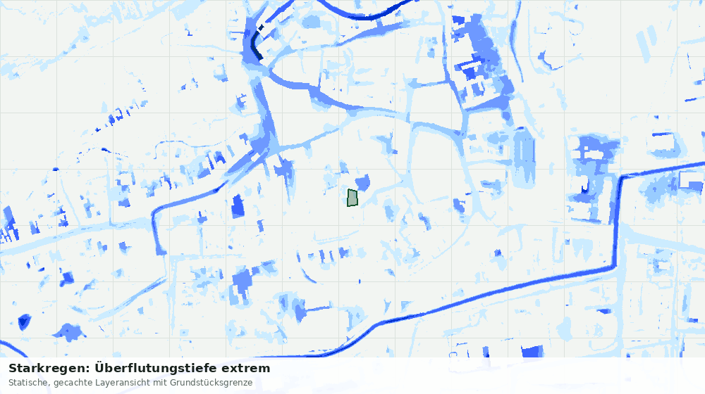 Statische Kartenansicht: Starkregen: Überflutungstiefe extrem
