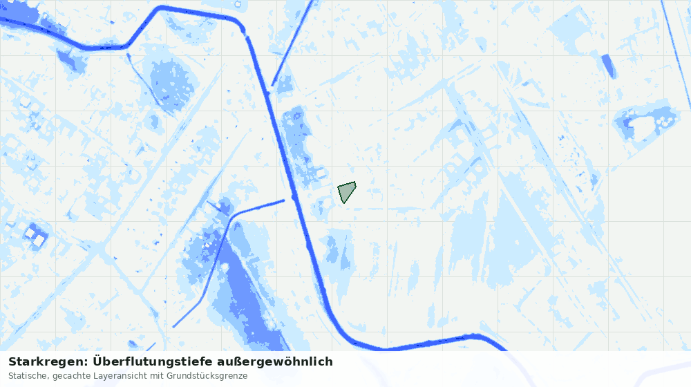 Statische Kartenansicht: Starkregen: Überflutungstiefe außergewöhnlich