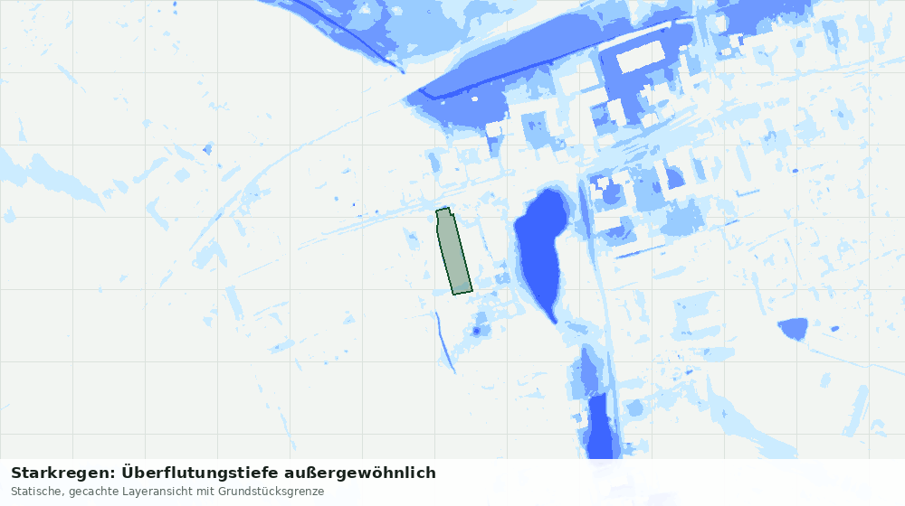 Statische Kartenansicht: Starkregen: Überflutungstiefe außergewöhnlich