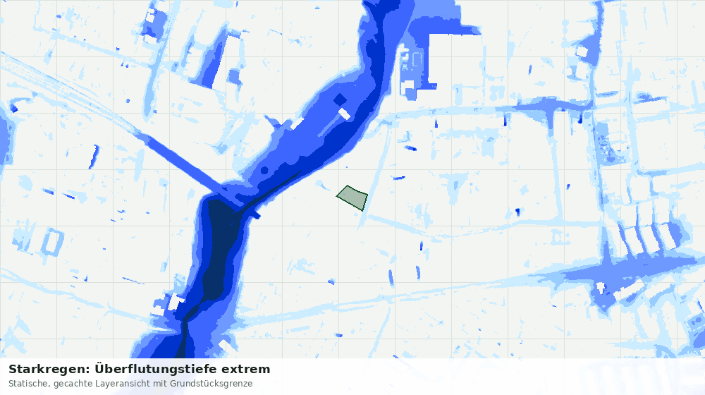 Statische Kartenansicht: Starkregen: Überflutungstiefe extrem