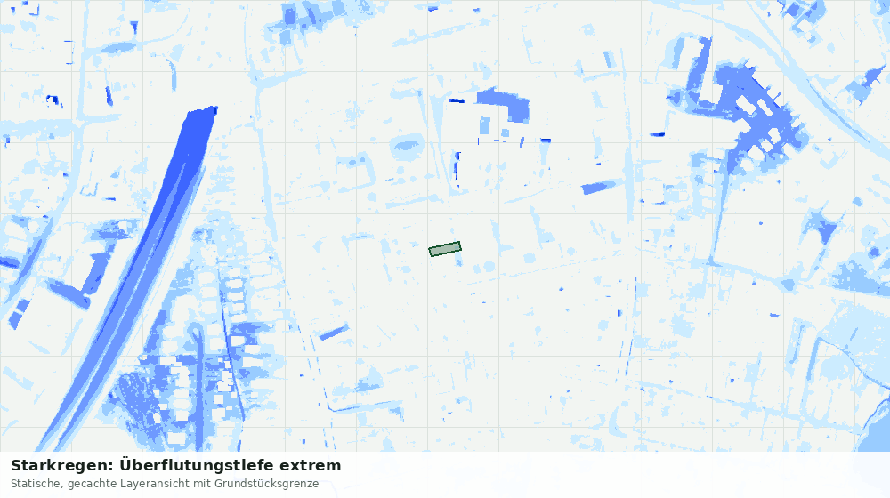 Statische Kartenansicht: Starkregen: Überflutungstiefe extrem