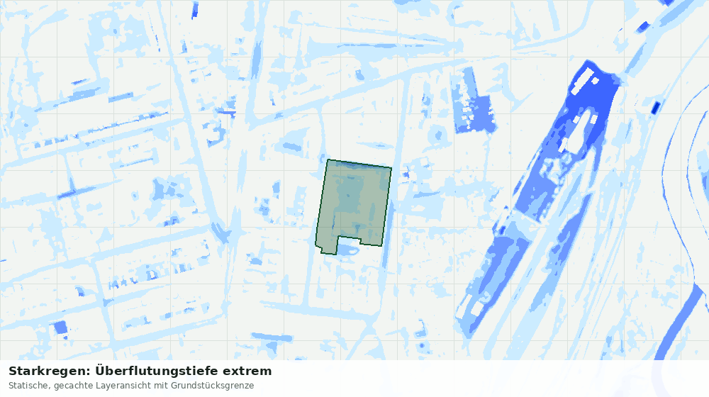 Statische Kartenansicht: Starkregen: Überflutungstiefe extrem