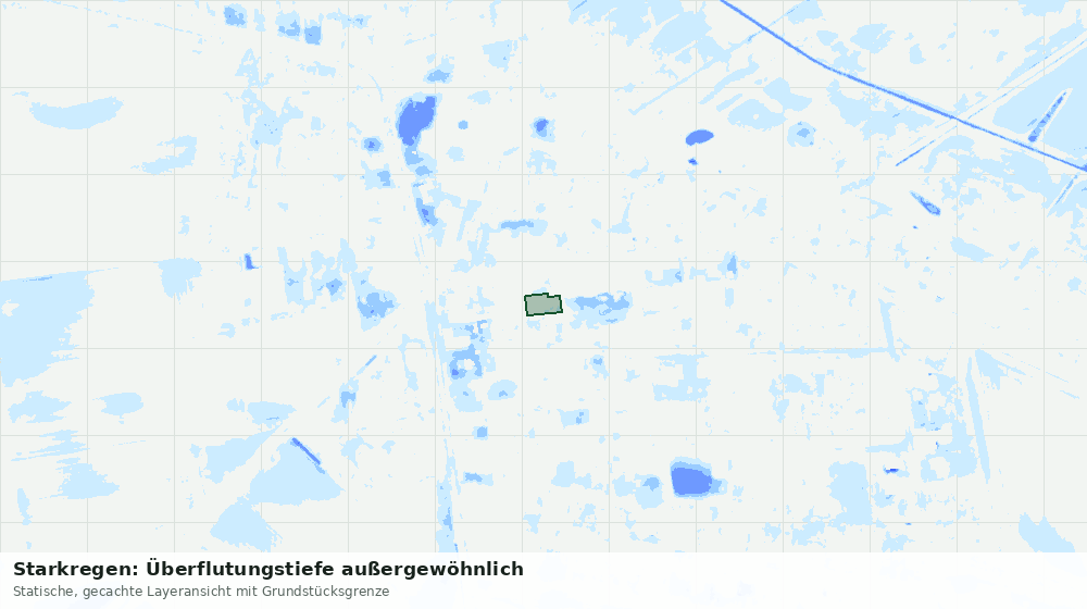Statische Kartenansicht: Starkregen: Überflutungstiefe außergewöhnlich