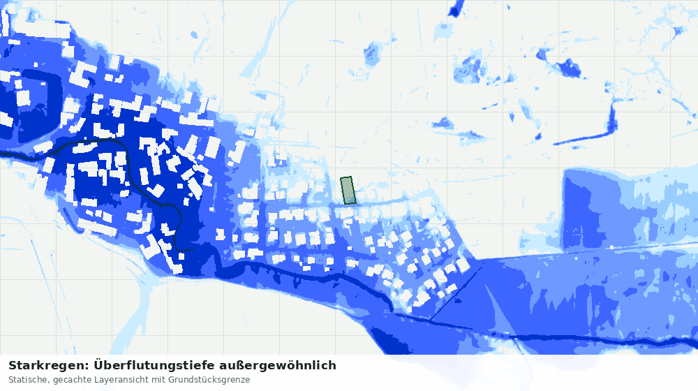 Statische Kartenansicht: Starkregen: Überflutungstiefe außergewöhnlich