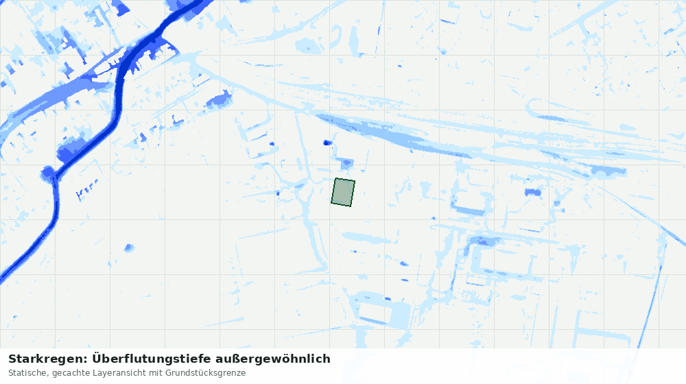 Statische Kartenansicht: Starkregen: Überflutungstiefe außergewöhnlich