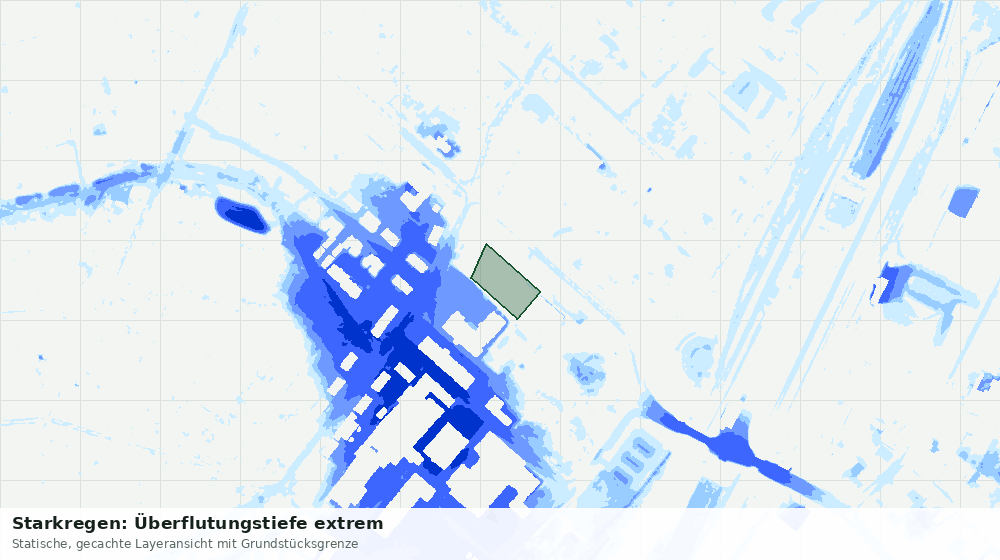 Statische Kartenansicht: Starkregen: Überflutungstiefe extrem