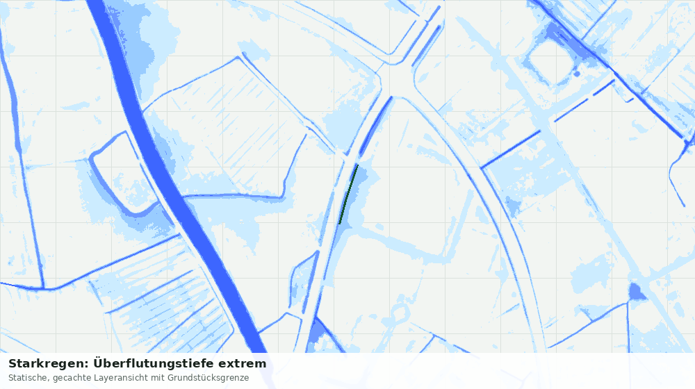 Statische Kartenansicht: Starkregen: Überflutungstiefe extrem