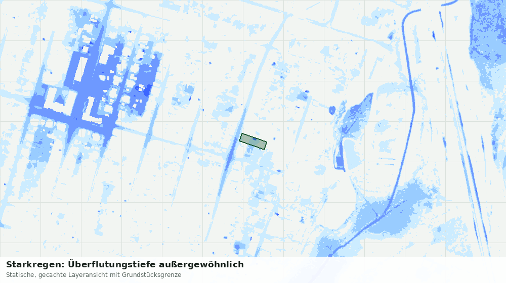 Statische Kartenansicht: Starkregen: Überflutungstiefe außergewöhnlich