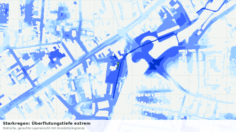 Statische Kartenansicht: Starkregen: Überflutungstiefe extrem