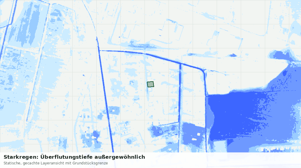 Statische Kartenansicht: Starkregen: Überflutungstiefe außergewöhnlich