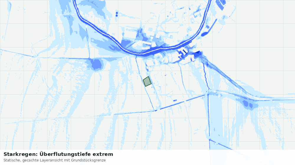 Statische Kartenansicht: Starkregen: Überflutungstiefe extrem