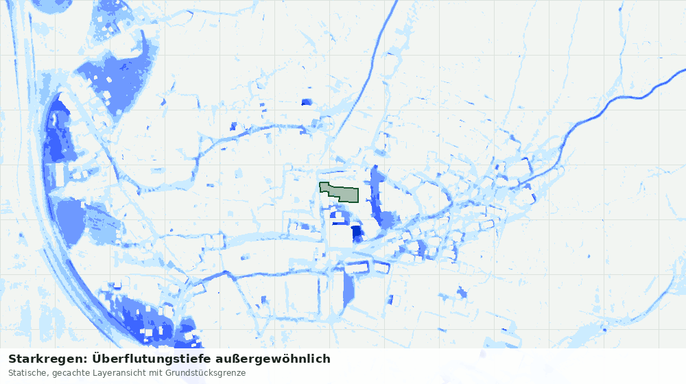 Statische Kartenansicht: Starkregen: Überflutungstiefe außergewöhnlich