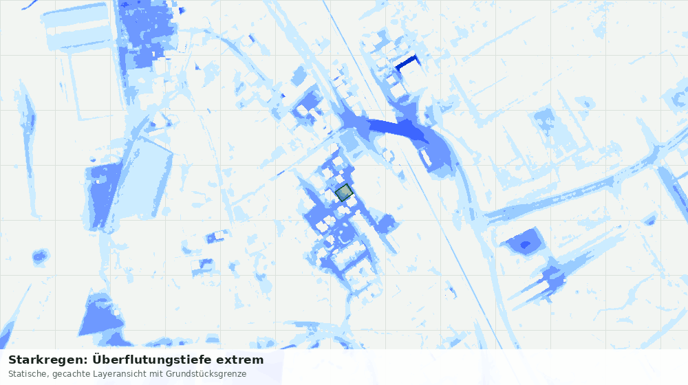 Statische Kartenansicht: Starkregen: Überflutungstiefe extrem